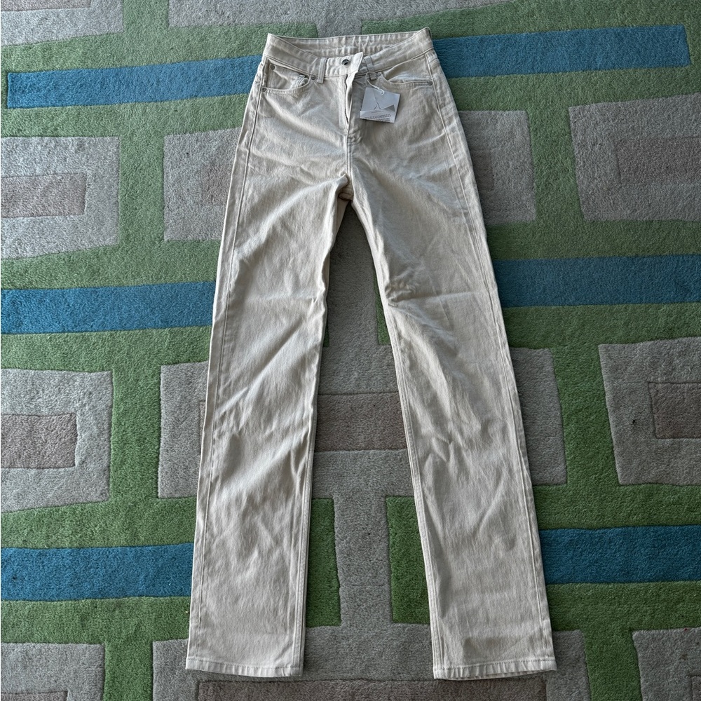 NWT Djerf Avenue Cream Straight Denim Size 27 - Tall